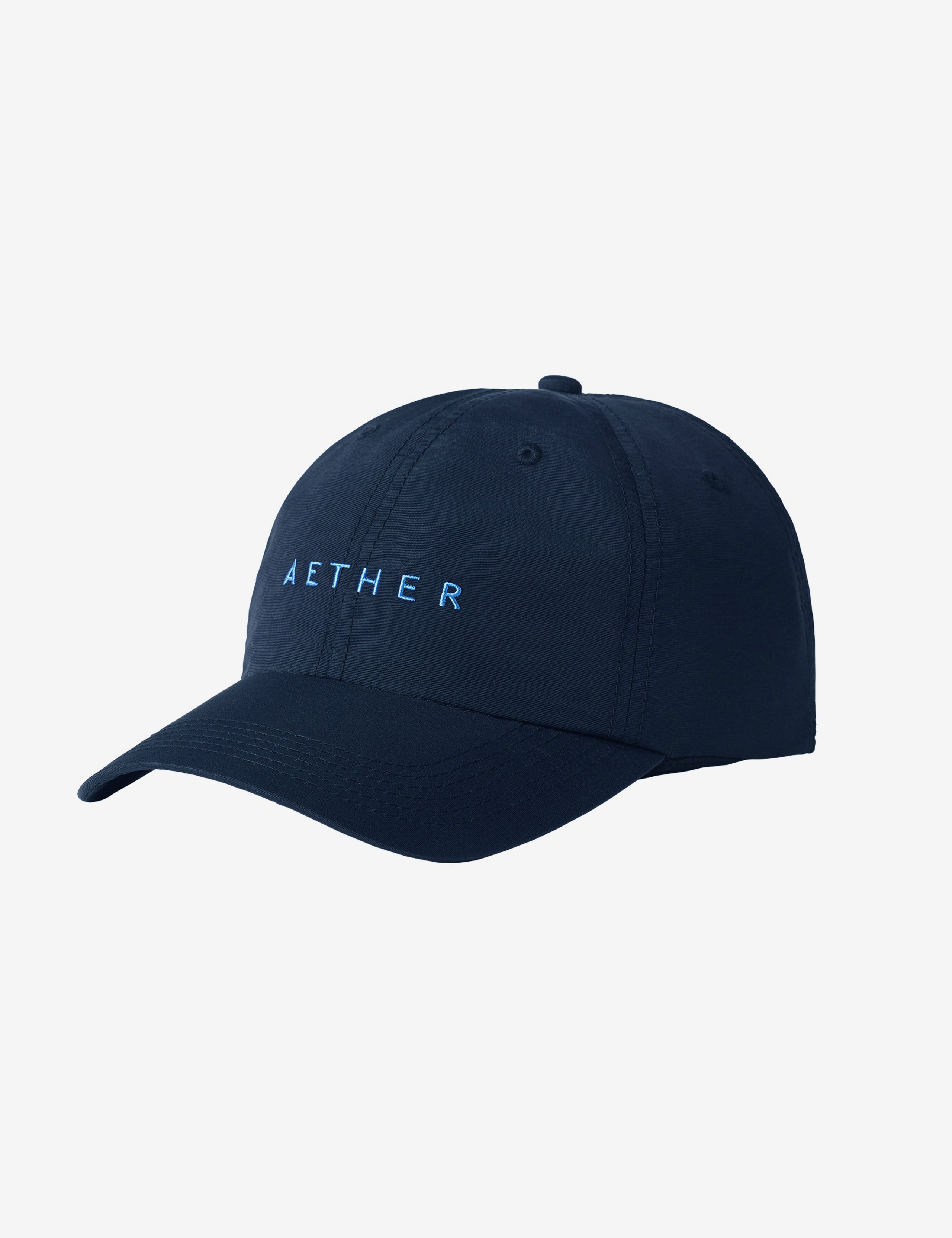 Front angled view of Athletic Hat in Total Eclipse dark blue from AETHER Apparel. 