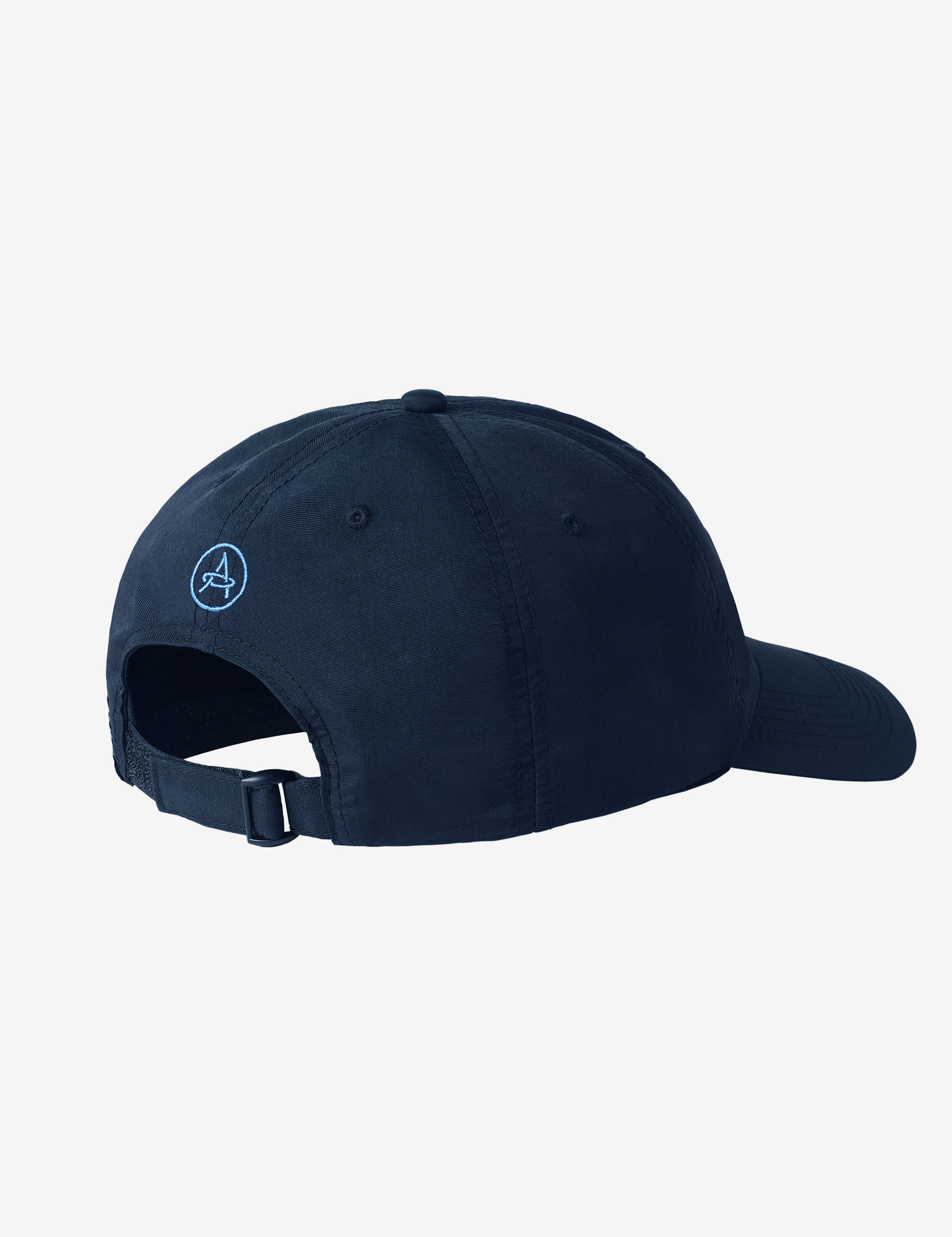 Rear angled view of Athletic Hat in Total Eclipse dark blue from AETHER Apparel. 