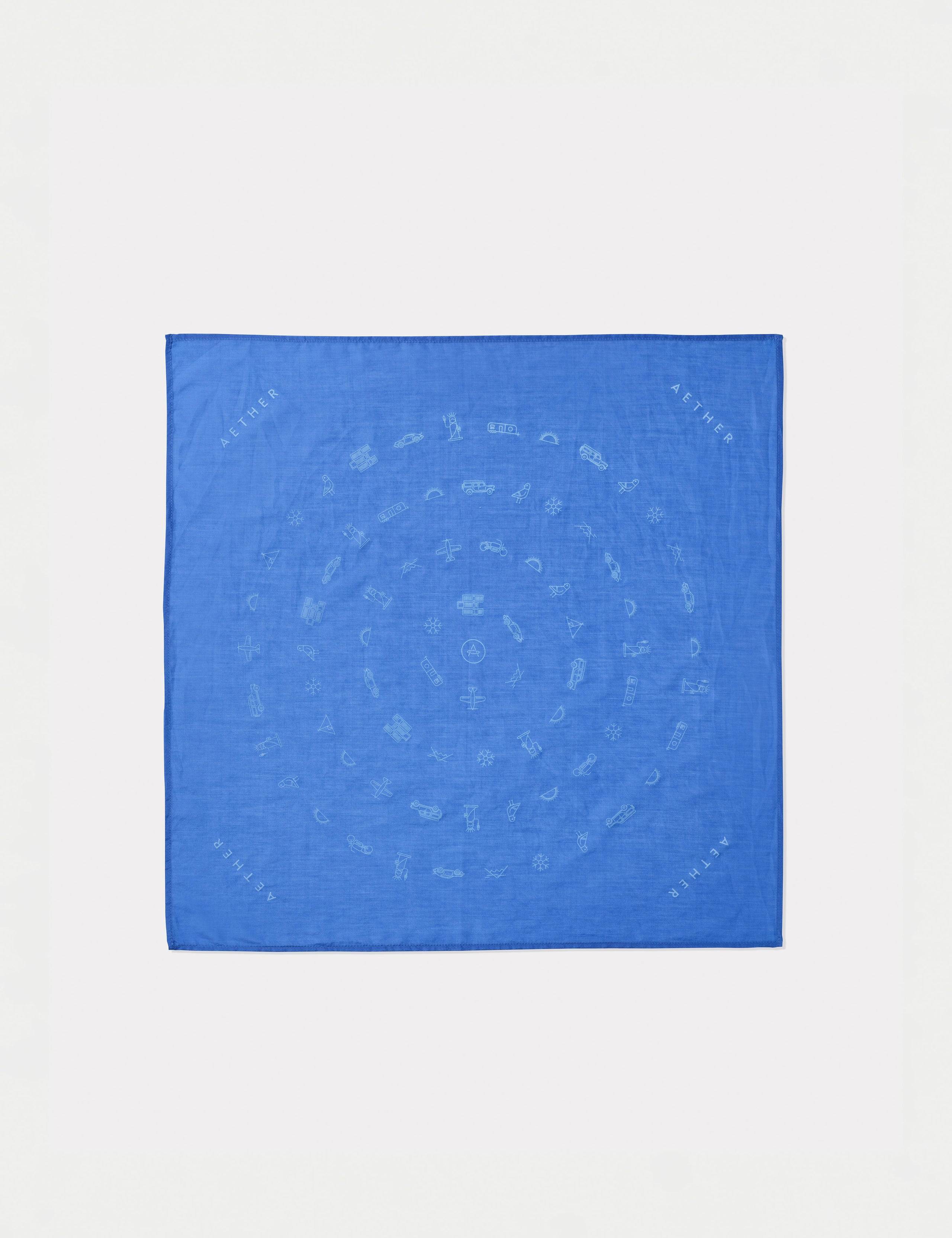 Flay lay view of Lifestyle Bandana in Royal Blue from AETHER Apparel.