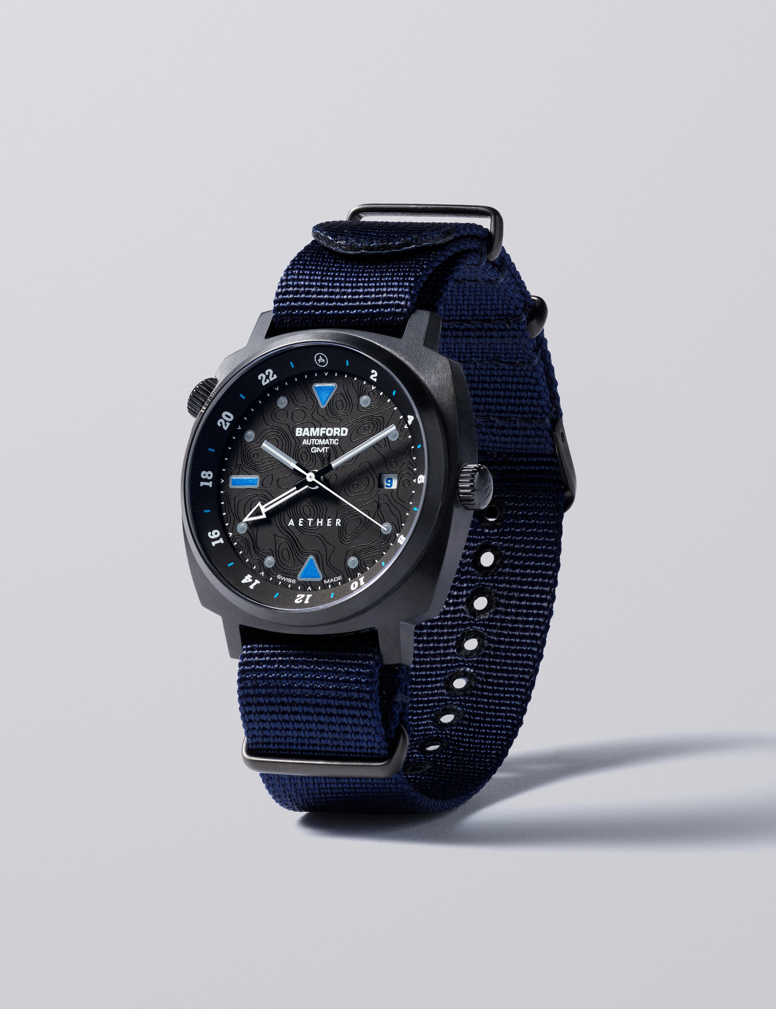 Full view of AETHER and Bamford watch.