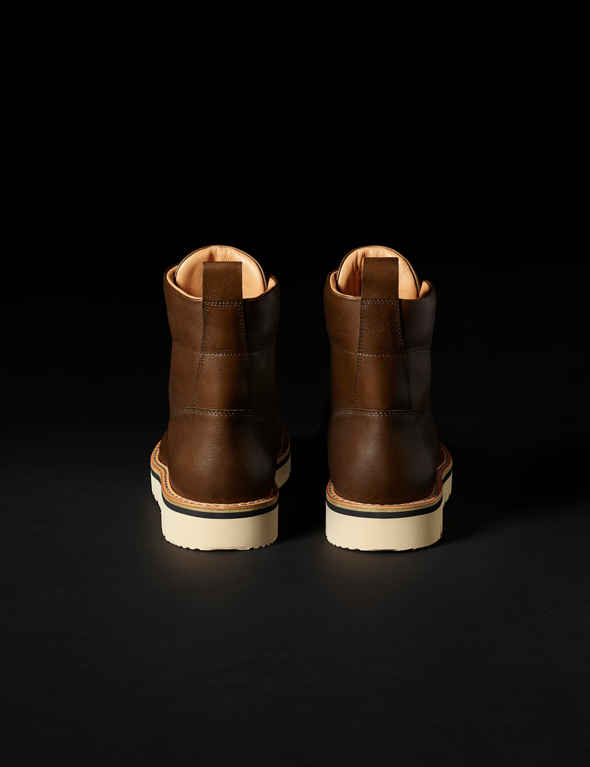 Rear view of Canyon Boot in Cedar Brown from AETHER Apparel.