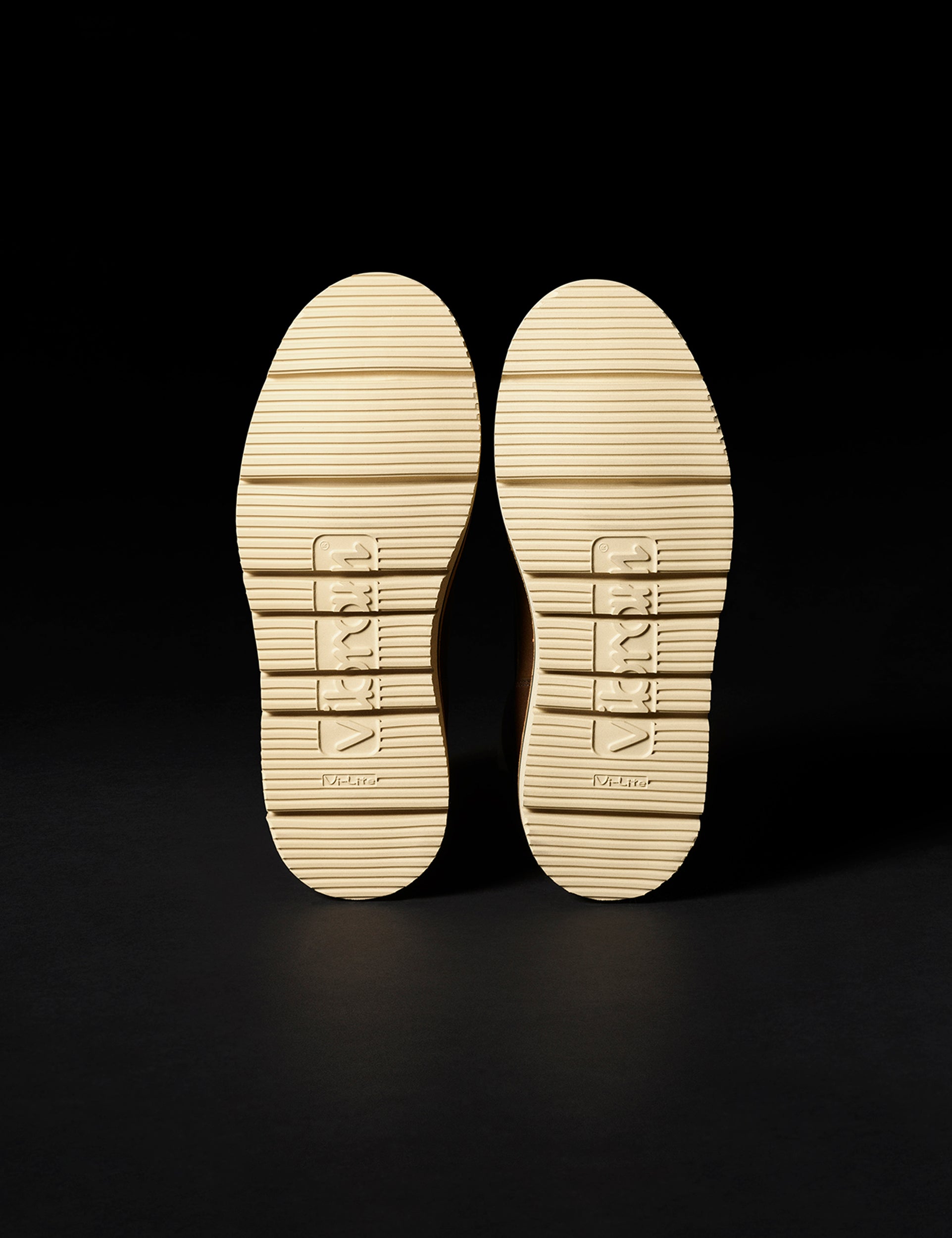 Bottom view of Vibram Vi Lite Sole outsoles on Canyon Boot in Cedar Brown from AETHER Apparel.